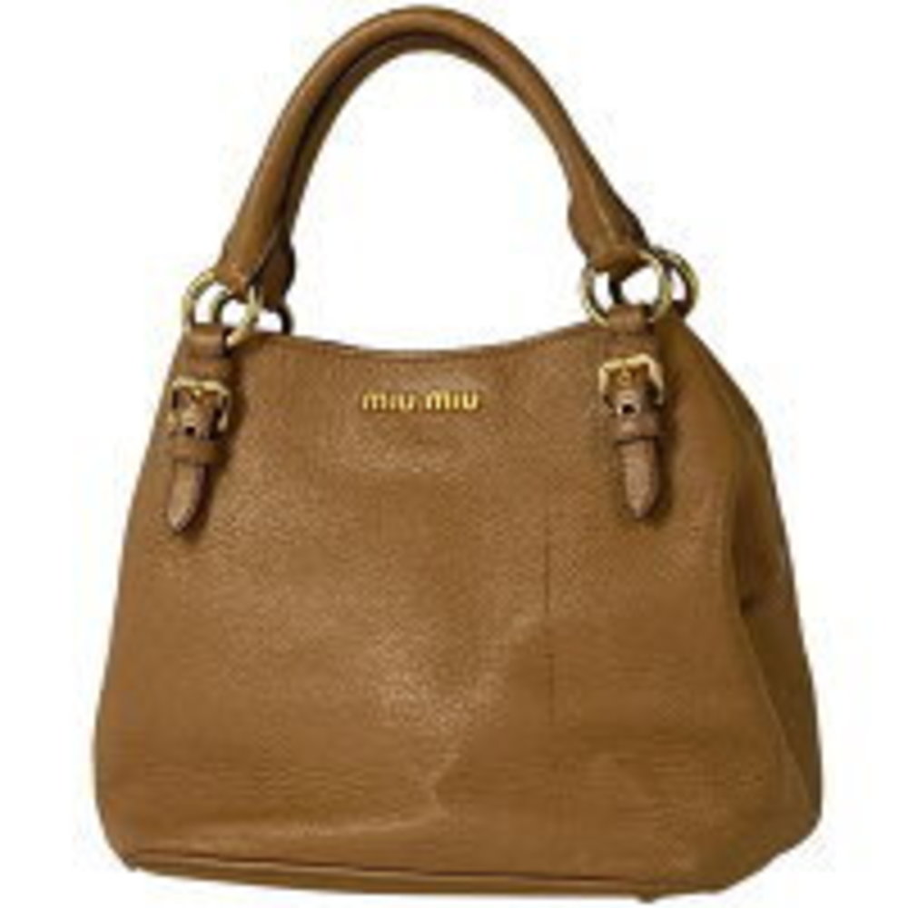 Miu Miu logo handbag Camel Brown leather